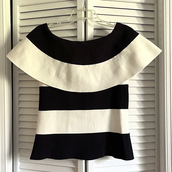 Ann Taylor Tops - Ann Taylor White & Blue Nautical Stripes Summer Spring Knit Crop Top Size Small